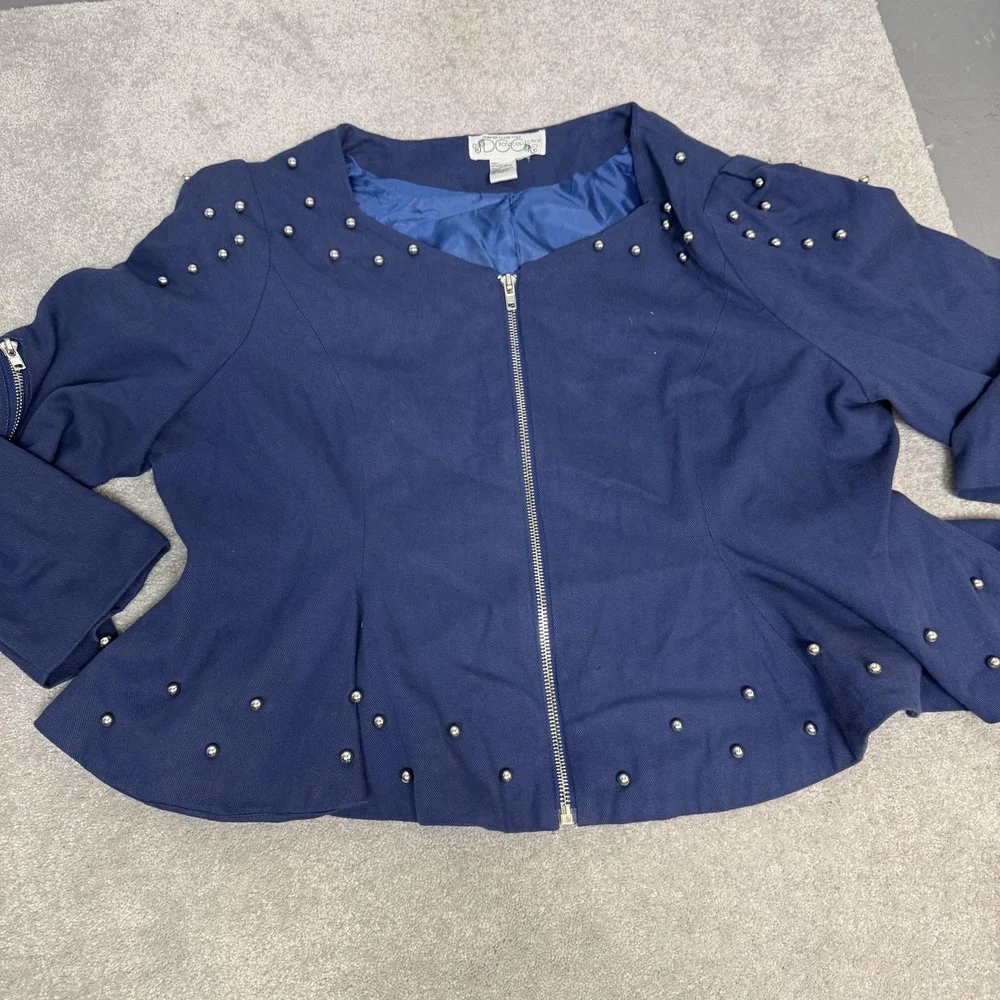 Dorinda Clark-Cole DCC Rose Collection Jacket Womens Large Blue Studded Zip